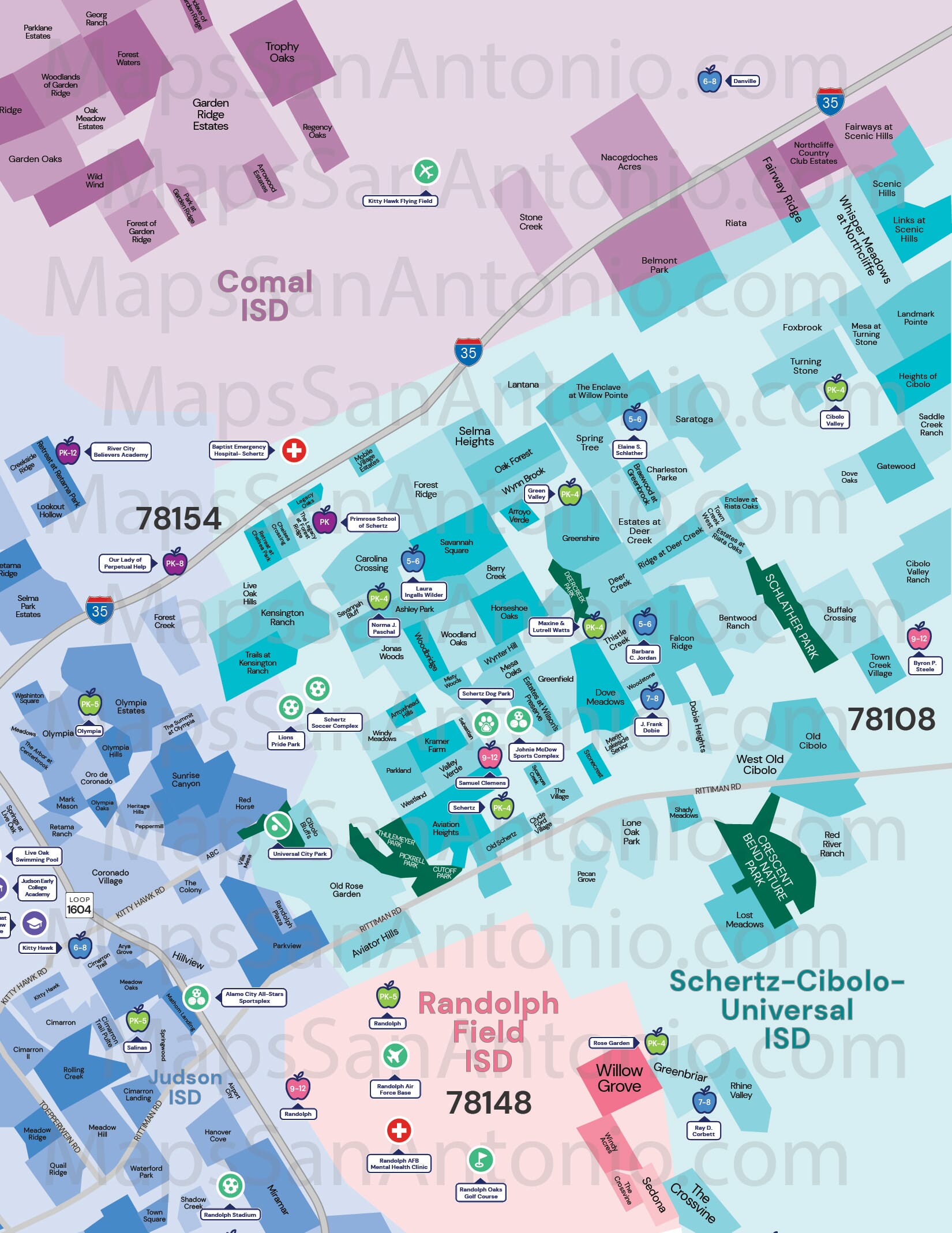 Universal City/Schertz Maps of San Antonio Neighborhood Maps of San